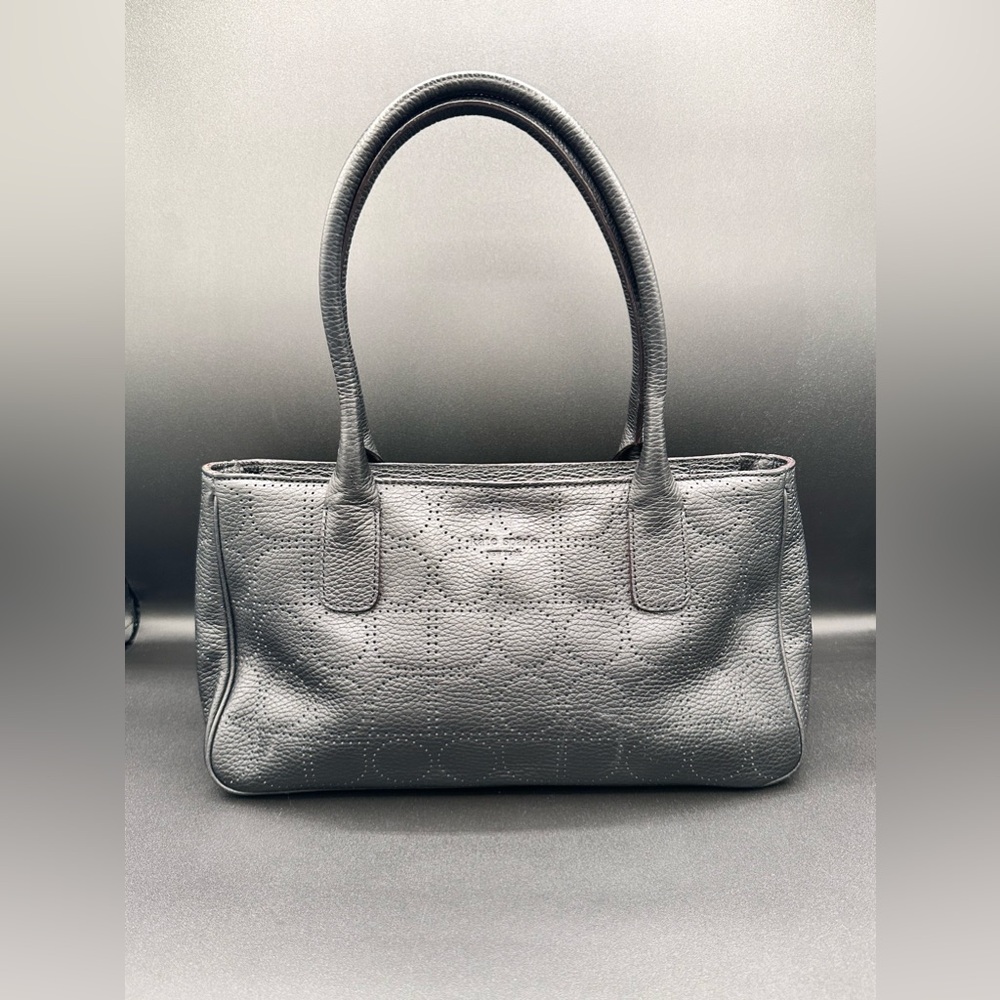 Kate Spade New York Shoulder Bag Laser Cut Perforations Black Leather